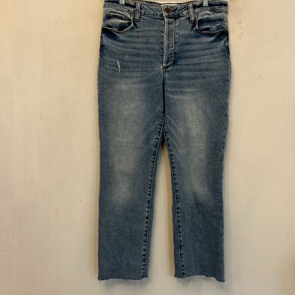 Evereve Distressed Button fly high rise jeans Size 30 EUC - Picture 2 of 11